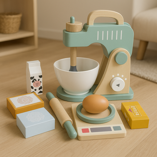 Wooden Soft Blue Stand Mixer Station