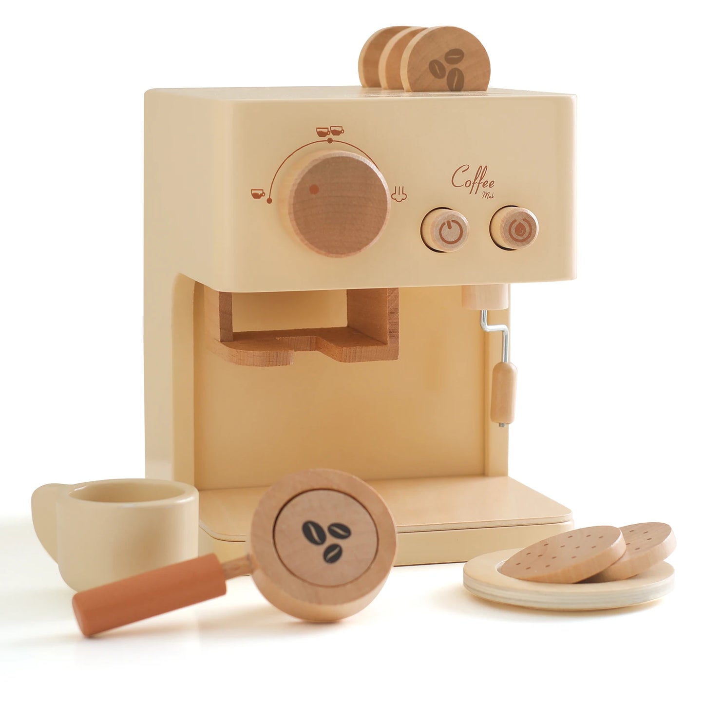 Children's Scandinavian Wooden Coffee Machine Montessori Set