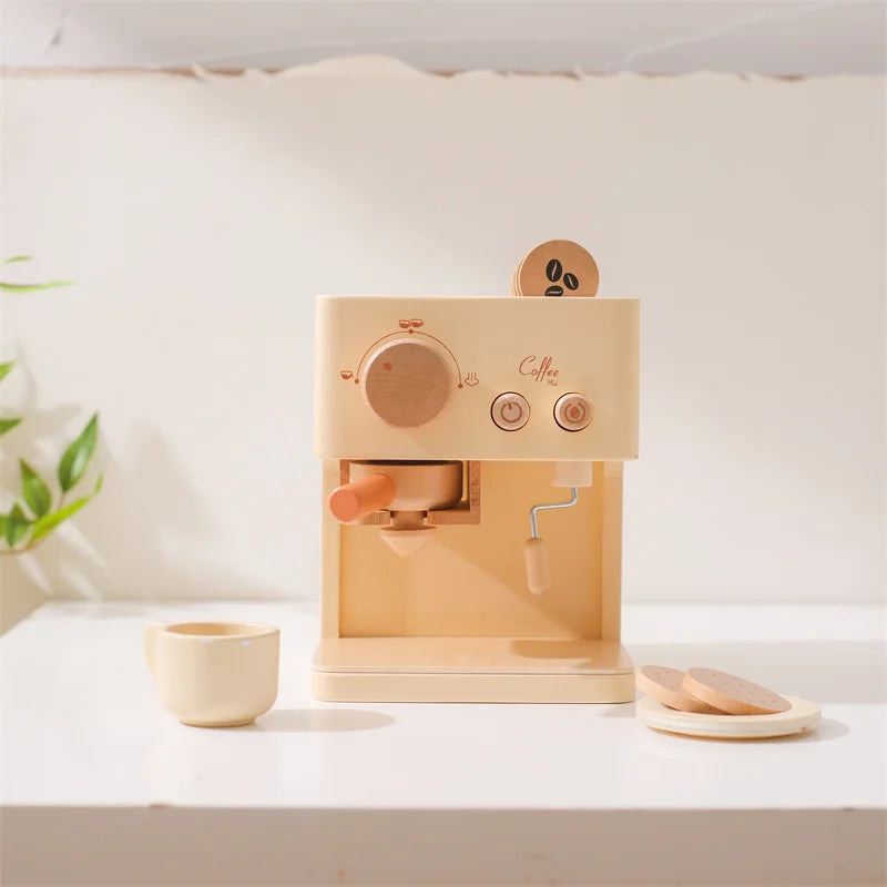 Children's Scandinavian Wooden Coffee Machine Montessori Set
