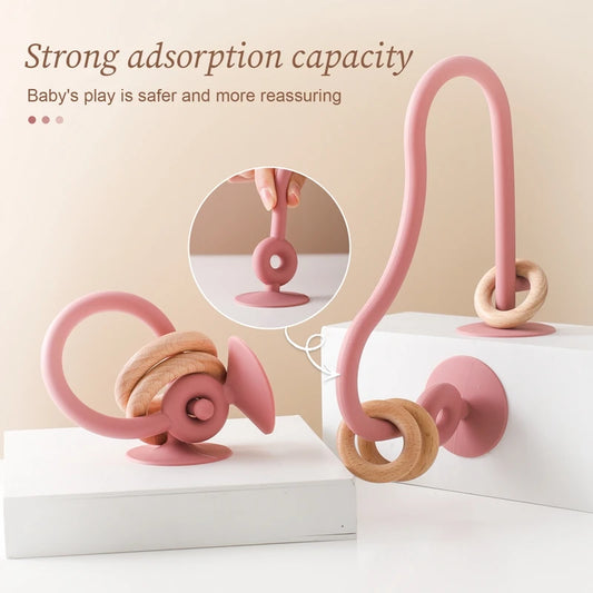 Silicone Teether with Wooden Rings