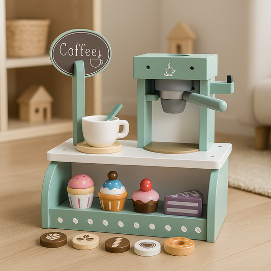 Wooden Soft Blue Coffee & Dessert Station