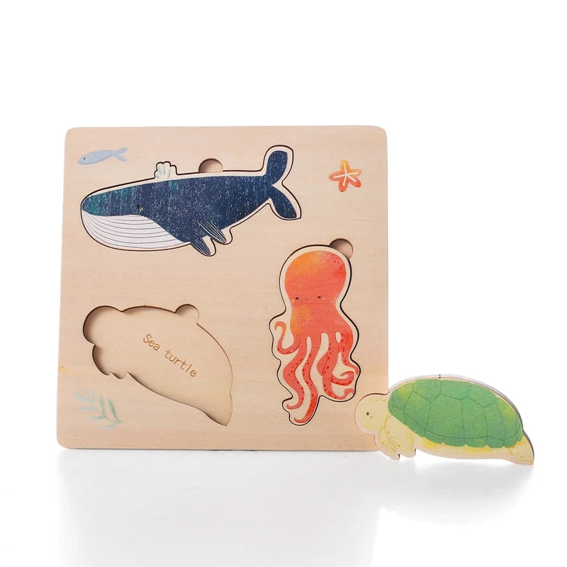 Under The Sea 3-Piece Wooden Peg Puzzle