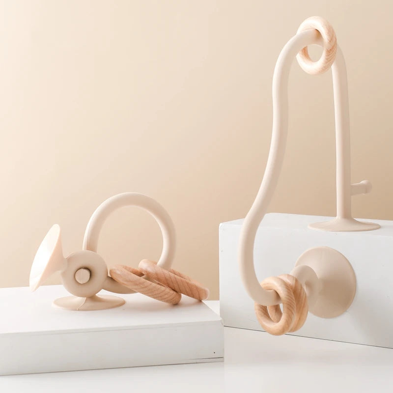 Silicone Teether with Wooden Rings