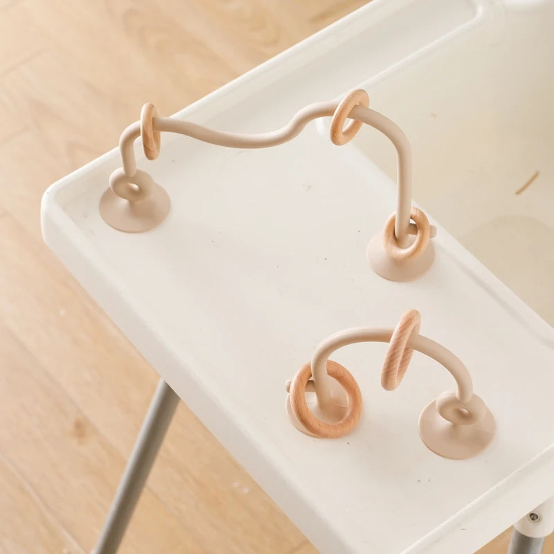Silicone Teether with Wooden Rings