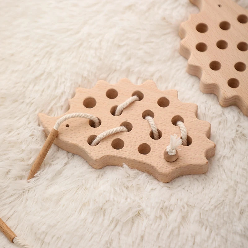 Wooden Hedgehog Threading Board