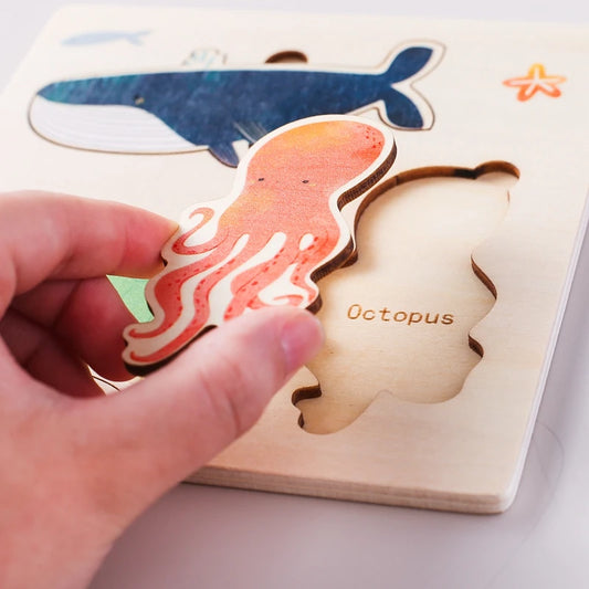 Under The Sea 3-Piece Wooden Peg Puzzle