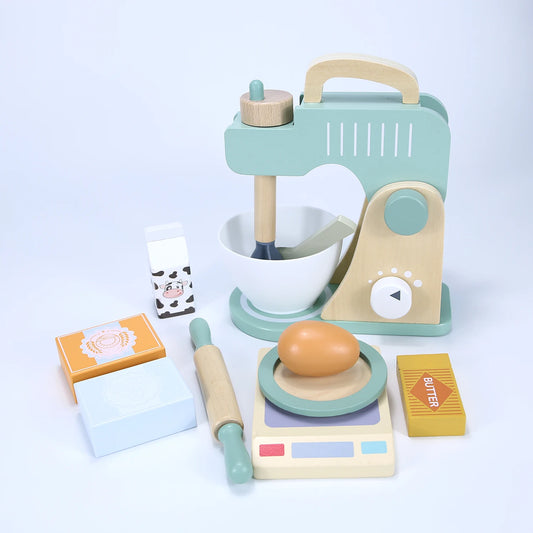 Wooden Soft Blue Stand Mixer Station