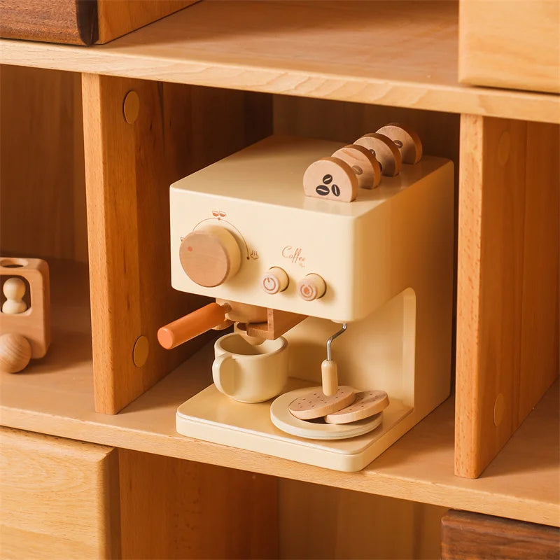 Children's Scandinavian Wooden Coffee Machine Montessori Set