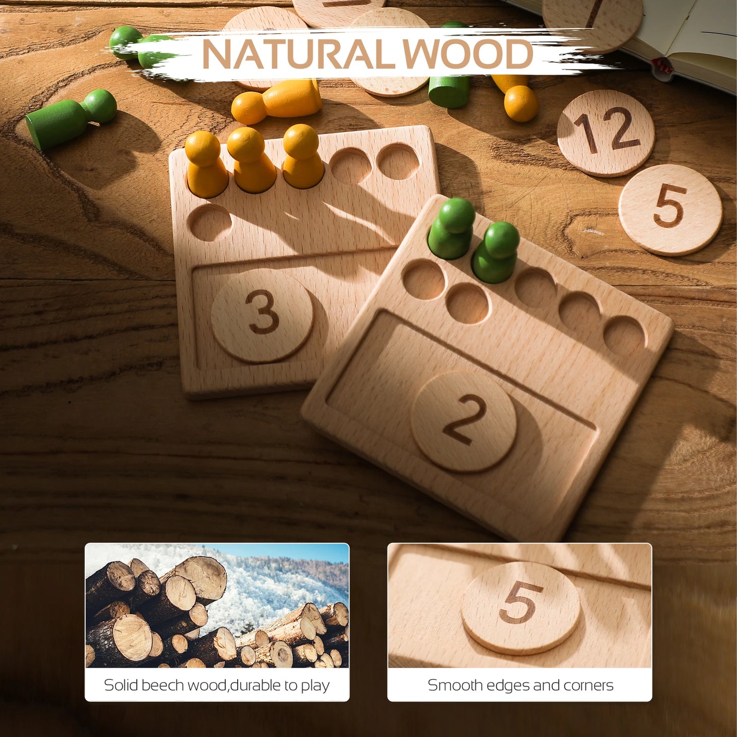Montessori Number Matching Wooden Board Baby