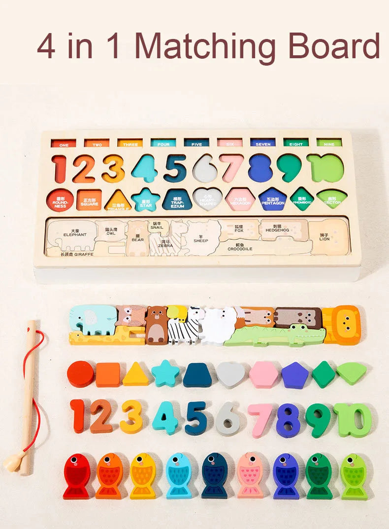 Montessori Wooden Fishing & Matching Board