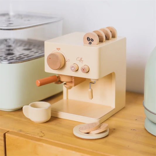 Children's Scandinavian Wooden Coffee Machine Montessori Set
