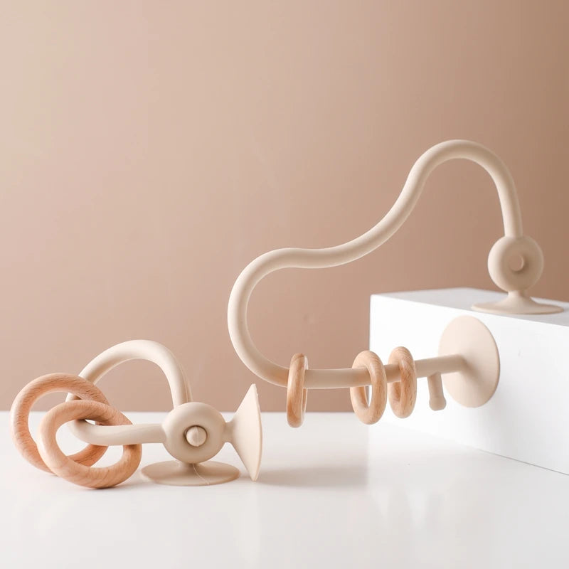 Silicone Teether with Wooden Rings