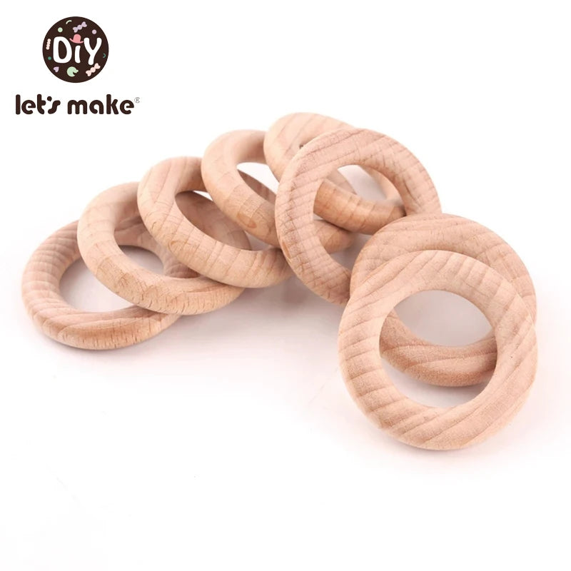 Silicone Teether with Wooden Rings