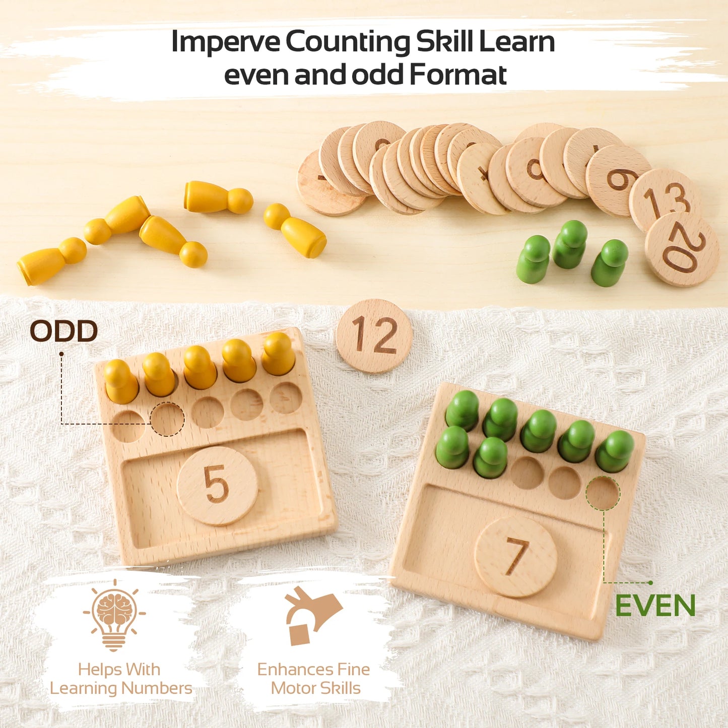 Montessori Number Matching Wooden Board Baby