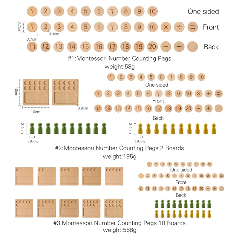 Montessori Number Matching Wooden Board Baby