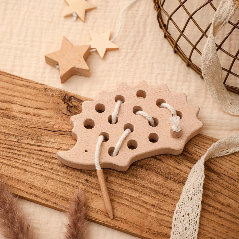 Wooden Hedgehog Threading Board