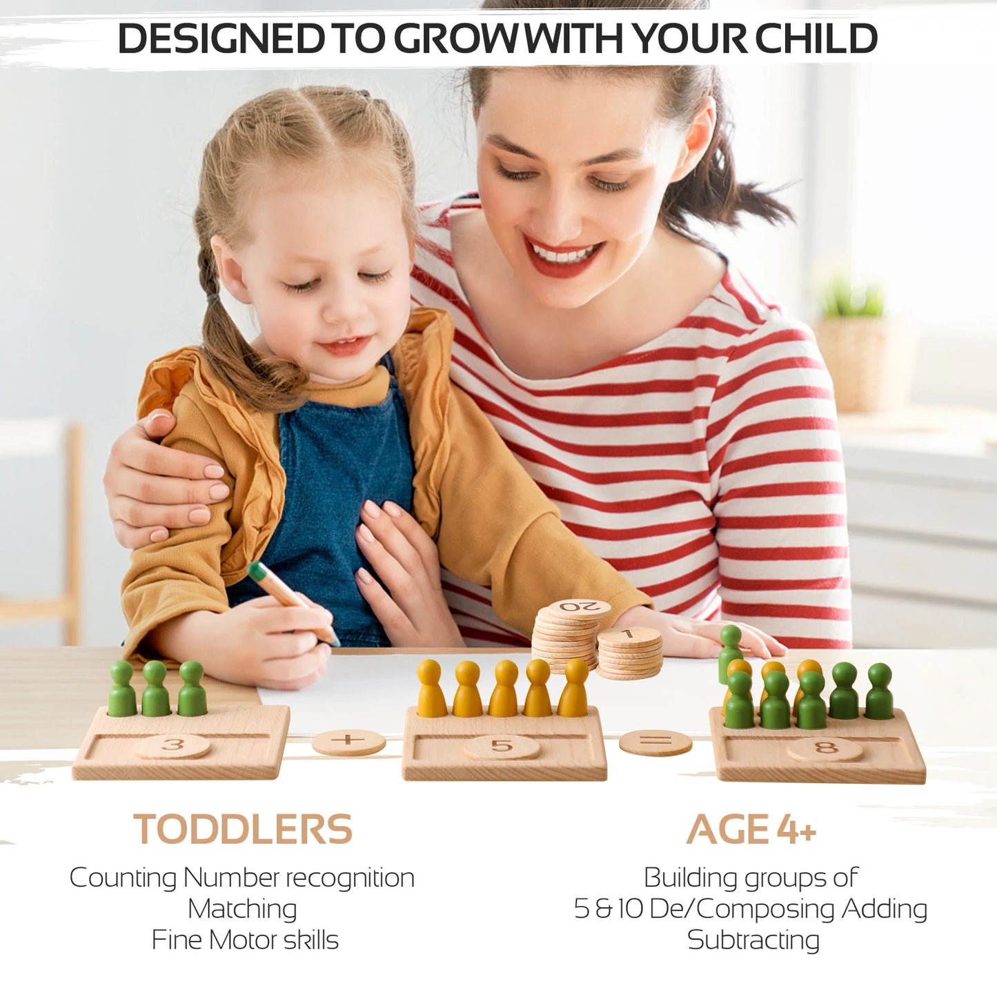 Montessori Number Matching Wooden Board Baby
