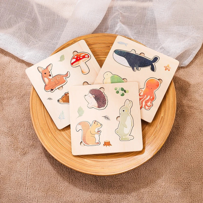 Under The Sea 3-Piece Wooden Peg Puzzle